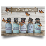 Butterfly & Rottweiler It's Okay Quotes Poster Vintage Wall Art Decor Gifts For Friends