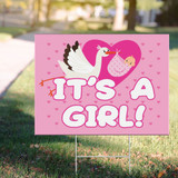 It's A Girl Yard Sign Pink Baby Shower Outdoor Welcome Baby Birth Lawn Decoration