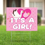 It's A Girl Yard Sign Pink Baby Shower Outdoor Welcome Baby Birth Lawn Decoration