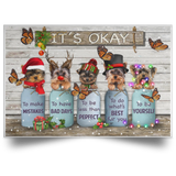 Yorkies It's Okay Quotes Christmas Poster Vintage Christmas Wall Decor Yorkie Gifts