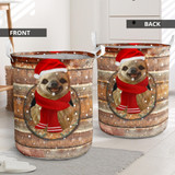 Sloth Christmas Wood Vintage Large Laundry Basket Seasonal Gifts Family Presents Home Cleaning
