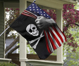 Jolly Roger Inside American Flag Skull Pirate Flag Halloween Decorations For Outside Gifts