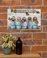 Sloths It's Okay Inspirational Quotes Poster Wooden Motivational Gifts Wall Art Decor