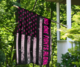 No One Fights Alone Flag Support Breast Cancer Awareness Flag Inspiring Gifts For Siblings