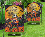 Wiener-Dogs With Pumpkins Halloween Moon Flag Happy Halloween Garden Flag Party Decorations