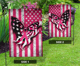 Butterfly Pink Ribbons American Flag Breast Cancer Awareness Merchandise Welcome Home Decor