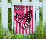 Butterfly Pink Ribbons American Flag Breast Cancer Awareness Merchandise Welcome Home Decor