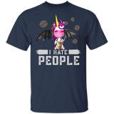 Funny Unicorn I Hate People Vintage T-Shirt I Love Unicorn Shirt Cute Gift For Coffee Lover