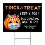 Pumpkin Wear Mask Trick Or Treat Yard Sign Funny Outdoor Halloween Decorations