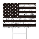 Black And White American Flag Yard Sign Honoring Military Army Law Enforcement Garden Decor