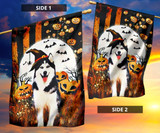 Husky Pumpkin Costume Halloween Holiday Flag For Bedroom Wall Decor Gift For Friend Dog Owner