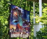 One Nation Under God Flag Cross Patriotic Honor  Heroes American Pride Liberty Flag For Decor