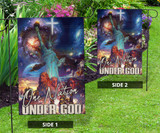 One Nation Under God Flag Cross Patriotic Honor  Heroes American Pride Liberty Flag For Decor