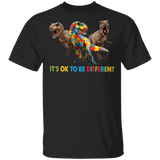 Autism Awareness T-Rex It's Okay To Be Different T-Shirt Gift For Autistic Adults