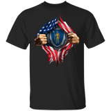 Massachusetts Heartbeat Inside American Flag T-Shirt American Pride Patriotic Shirt