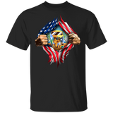 Bulldog Summer On The Beach American Flag T-Shirt Men Summer Shirt