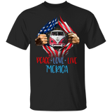 Peace Love Live Car Inside American Flag T-Shirt Gifts For Friend