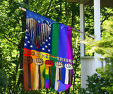 LGBTQ Togerther We Rise American Flag Different Pride Flags Decor Outdoor