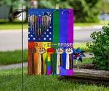 LGBTQ Togerther We Rise American Flag Different Pride Flags Decor Outdoor