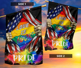 LGBTQ Love Is Love Pride Flag Inside American Flag Decor Outdoor