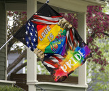 LGBTQ Love Is Love Pride Flag Inside American Flag Decor Outdoor