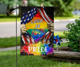 LGBTQ Love Is Love Pride Flag Inside American Flag Decor Outdoor