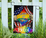 LGBTQ Love Is Love Pride Flag Inside American Flag Decor Outdoor