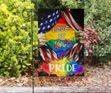 LGBTQ Love Is Love Pride Flag Inside American Flag Decor Outdoor