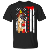 Firefighter Dog Thank You American Flag Shirt German Shepherd T-Shirt