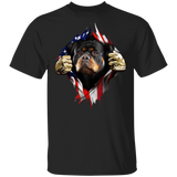 Rottweiler Inside American Flag T-Shirt 4th Of July Flag Patriotic Gift