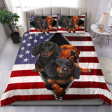 Cute Dachshund American Flag Bedding Set  - Daughter In Law Gifts For Winter