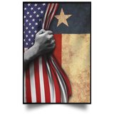 Texas Flag Inside American Flag Vertical Poster 4th Of July Poster Gift For Patriotic