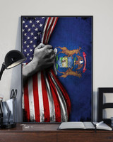 Michigan Flag Inside American Flag Vertical Poster 4th Of July Poster Patriotic Gifts