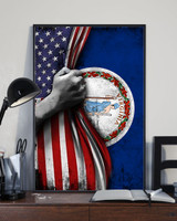 Virginia Flag And American Flag Vertical Poster 4th Of July Poster USA