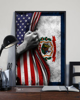 West Virginia Flag And American Flag Vertical Poster 4th Of July Poster Bedroom Wall Decor