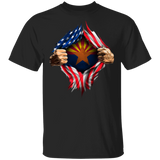 Arizona Heartbeat Inside American Flag T-Shirt Arizona Pride Patriotic Tee Shirts