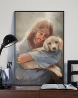 Yellow Lab With Jesus Poster Christian Art Wall Decor - First Fathers Day Gifts