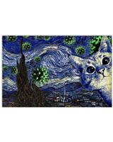 Cat The Starry Night by Vincent Van Gogh Poster Print I Survived 2020 Poster Bedroom Wall Decor