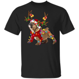 Funny Bulldog Reindeer Light Christmas T-Shirt Best Gifts For Bulldog Lover