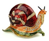 Red Snail Bejeweled Trinket Box