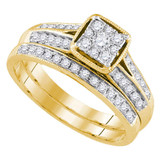Wedding Collection | 14kt Yellow Gold Round Diamond Bridal Wedding Ring Band Set 1/2 Cttw |  Splendid Jewellery