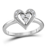 Diamond Heart Ring | 10kt White Gold Womens Round Diamond Heart Ring .02 Cttw |  Splendid Jewellery