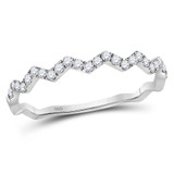 Diamond Stackable Band | 10kt White Gold Womens Round Diamond Zigzag Stackable Band Ring 1/5 Cttw |  Splendid Jewellery