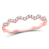 Diamond Stackable Band | 10kt Rose Gold Womens Round Diamond Zigzag Stackable Band Ring 1/5 Cttw |  Splendid Jewellery