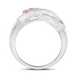 Diamond Heart Ring | 10kt White Gold Womens Round Diamond Rose-tone Heart Infinity Ring 1/20 Cttw |  Splendid Jewellery