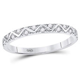 Diamond Stackable Band | 10kt White Gold Womens Round Diamond Zigzag Stackable Band Ring 1/10 Cttw |  Splendid Jewellery