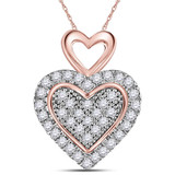 Diamond Heart & Love Symbol Pendant |  10kt Two-tone Gold Womens Round Diamond Heart Pendant 1/6 Cttw |  Splendid Jewellery