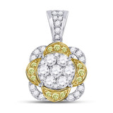 Diamond Cluster Pendant |  14kt White Gold Womens Round Yellow Diamond Flower Cluster Pendant 1 Cttw |  Splendid Jewellery Diamond Cluster Pendant |  14kt White Gold Womens Round Yellow Diamond Flower Cluster Pendant 1 Cttw |  Splendid Jewellery