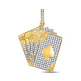 Men's Diamond Charm Pendant |  10kt Yellow Gold Mens Round Diamond Royal Flush Charm Pendant 5/8 Cttw |  Splendid Jewellery