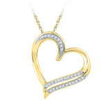 Diamond Heart & Love Symbol Pendant |  10kt Yellow Gold Womens Round Diamond Heart Pendant 1/6 Cttw |  Splendid Jewellery